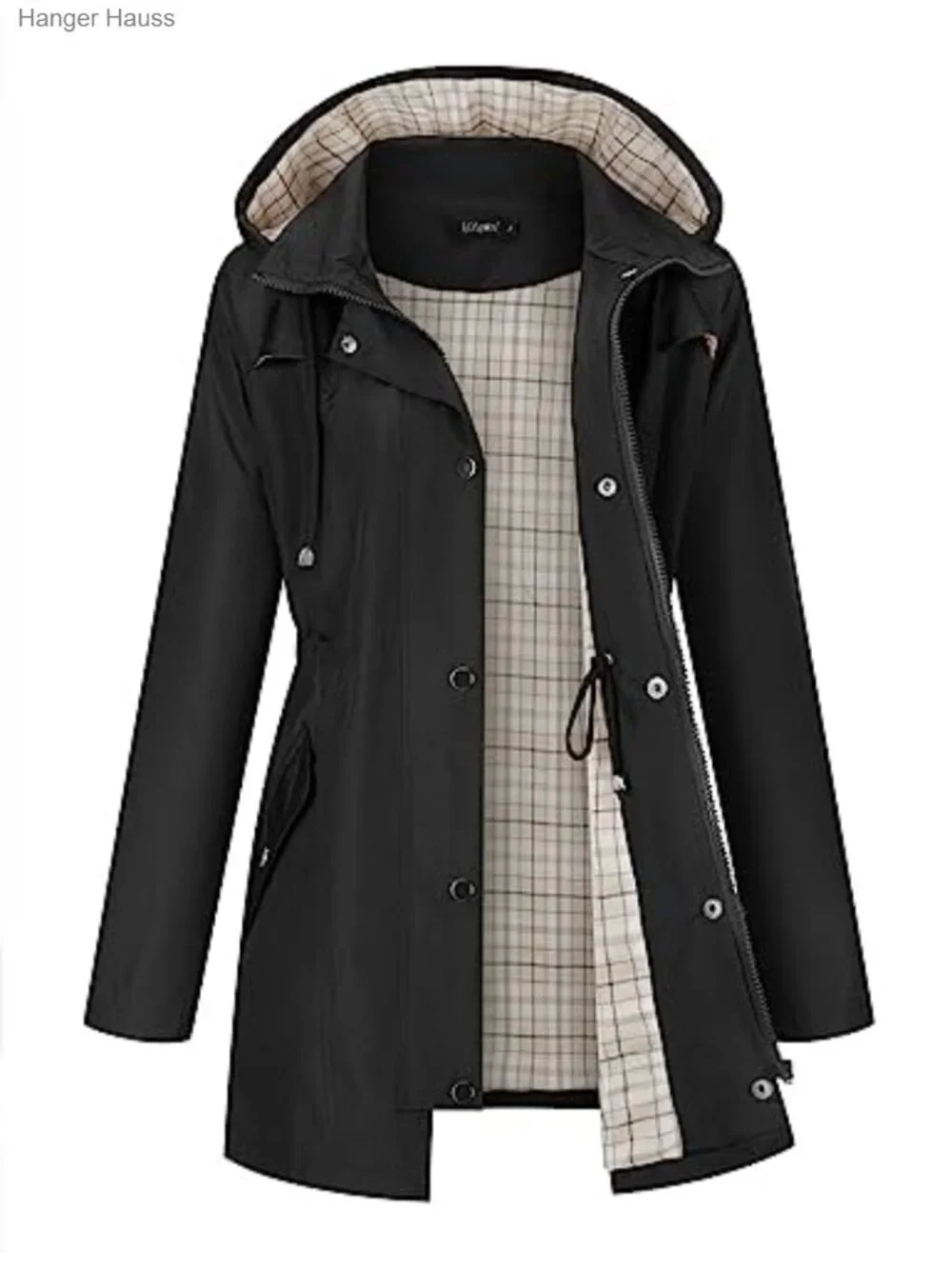 Women's Waterproof Hooded Rain Jacket Lined Lightweight Windbreaker Outdoor